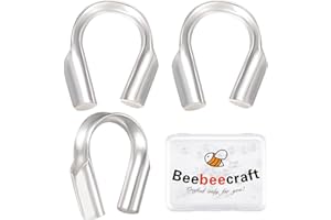 Beebeecraft 40Pcs 925 Sterling Silver Wire Guardian U Shape Wire Guard Loops 0.6mm Thread Protector for Jewelry Making Earring Bracelet Necklaces