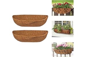 ADDCEAN 2pcs Trough Planter Basket Liners Coco Liner 30 inch, Thick Coconut Coir Liner Coco Fiber Liners Replacement for Wall Planter Window Box, Garden Fence Baskets Railing Planter In/Outdoors (30inch-2pcs)