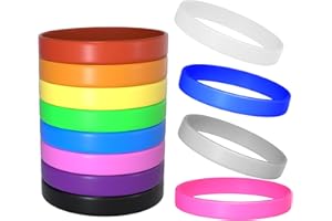 Morcheiong 12 Pieces Silicone Bracelets Solid Color Rubber Wristbands for Adults Teen Party Favors, 12 Colors