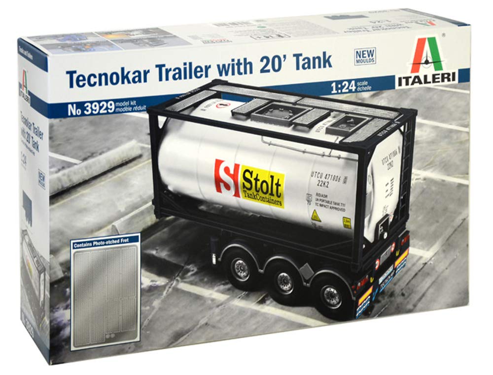 ITALERI 3929S – 1:24 Tecnokar Trailer w/ 20ft Tank, Model Building, Construction Kit, Stand Model Making, Crafts, Hobby, Gluing, Plastic Kit, Detailed