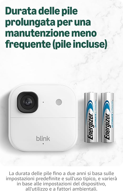 Videocamera esterna 2K+ Blink (ultimo modello) —videocamera di sicurezza smart senza fili, risoluzione video 2K, modulo di sincronizzazione di base non incluso, solo videocamera supplementare, bianco