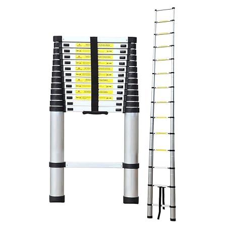 Todeco - Teleskopleiter, Klappleiter - Maximale Belastbarkeit: 150 kg - Standard/Zertifizierung: EN131-4,1 Meter, GRATIS Trag