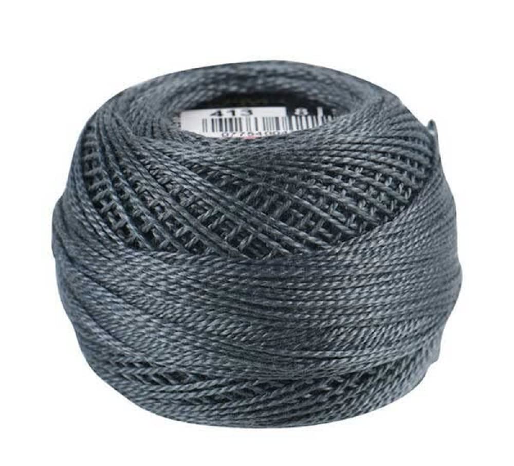 Photo 1 of DMC 116 8-413 Pearl Cotton Thread Balls, Dark Pewter Grey, Size 8