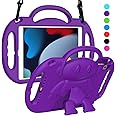 SUPLIK Kids Case for iPad 9th/8th/7th Generation (10.2 inch, 2021/2020/2019), iPad 10.2" Protective Case with Shoulder Strap Handle Stand for Apple iPad 7th/8th/9th Gen, Purple