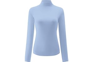Kindcall Womens Slim Fitted Mock Turtleneck Lightweight Long Sleeve Shirts Base Layer Tops