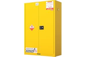 YOEXTO 60 Gallon Flammable Storage Cabinet 65 x 43 x 18in, Galvanized Steel Flammable Liquid Storage Cabinet, Adjustable Shelves (60 Gallon Yellow)