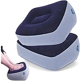 Inflatable Foot Rest for Travel - Adjustable Height Leg Pillow for Airplane & Car, Portable Foot Stool for Kids & Adults (Multicolor) 2-Count
