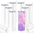 XccMe 8 Pack Sublimation Tumblers bulk,30 oz Skinny Stainless Steel Double Wall Insulated Straight Sublimation Blank with Lid,Box,Shrink Wrap Films,Polymer Coating for Heat Transfer