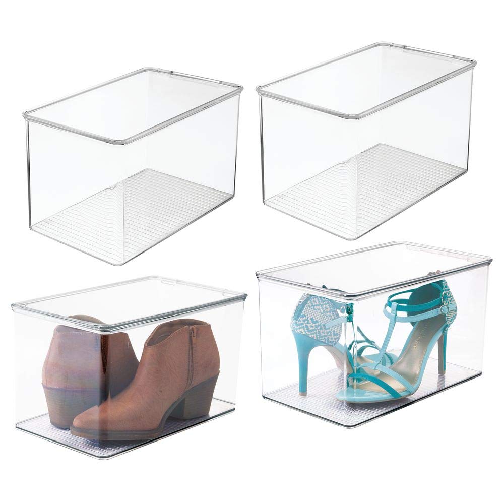 mDesign Stackable Closet Plastic Storage Bin Box with Lid 