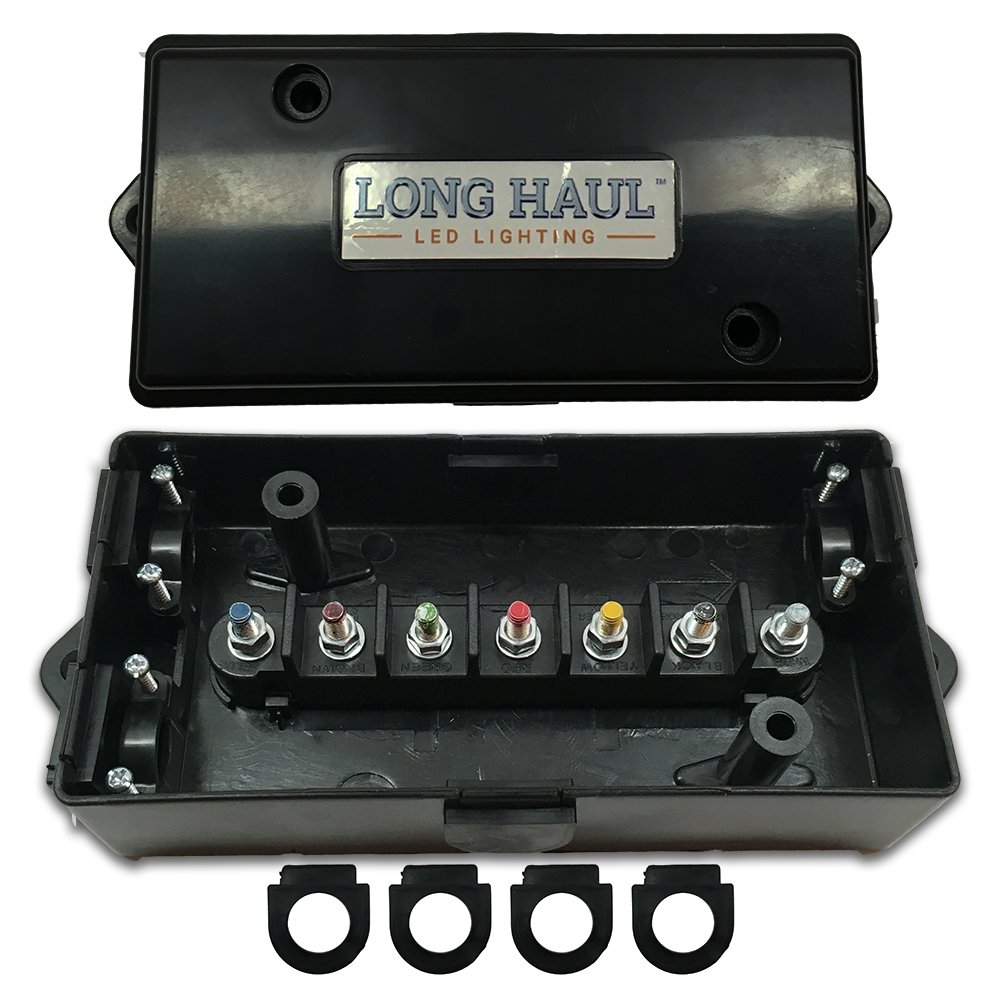 Long Haul 7 Way Trailer Wire Cord Junction Box, COLOR CODED Truck Weatherproof