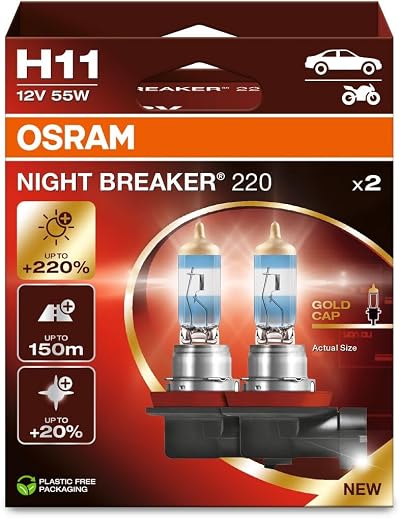 Osram Night Breaker 220 H11 Brightest Halogen Lamp -2HB (2 Lamps)