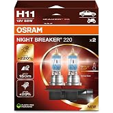 OSRAM NIGHT BREAKER 220, H11, 220% Brighter Halogen Headlight Lamp, 64211NB220-2HB, Folding Box (2 Lamps)