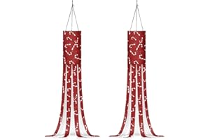 Qehuruxo Christmas Candy Prints Wind Socks 2 Pieces Garden Windsock Outdoor Hanging Seasonal Flag Windsock Decorative Festivals Garden Windsocks Outdoor Wind Streamer Holiday Decoration Outside