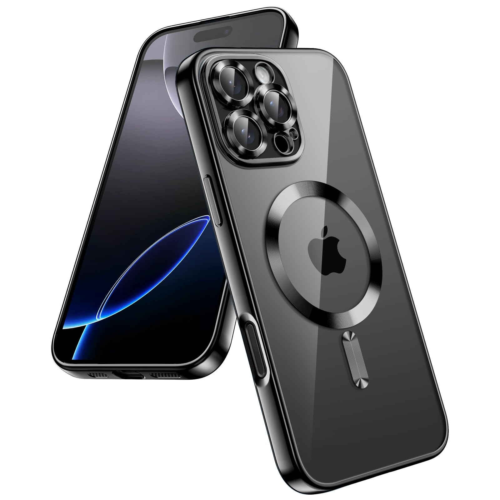 JETech Soft Clear Case for iPhone 16 Pro Max 6.9-Inch, Camera Lens Full Protection, Compatible with MagSafe Wireless Charging, Shockproof Electroplated TPU Phone Cover (Black)