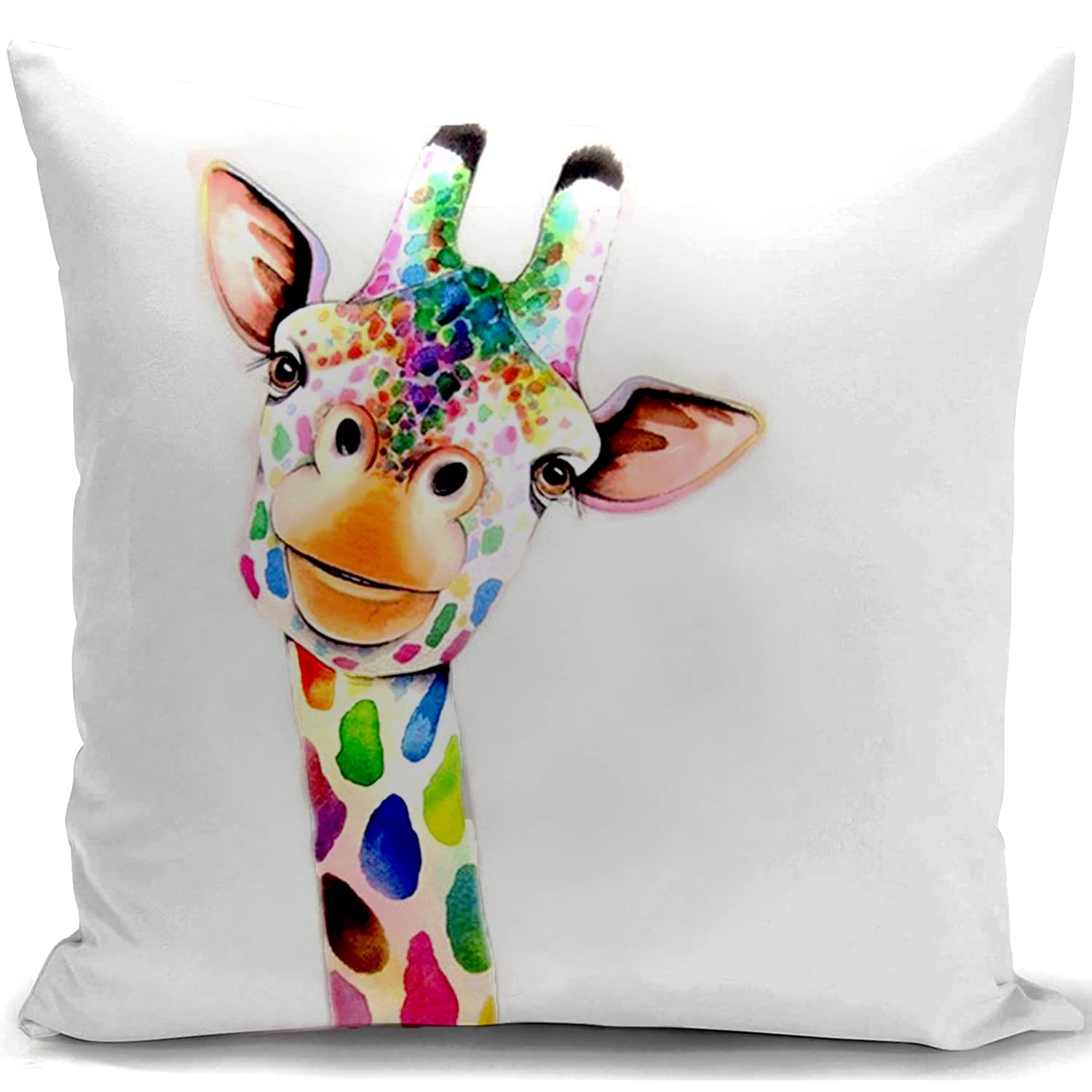 HUASHUZI Giraffe Cushion Cover Colorful Giraffe Pillow Cover Decorations Gifts for Women Throw Case Home Decor for Livingroom Bedroom Couch Sofa 18"x18"(45x45cm) — image 1
