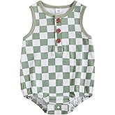 MoZiKQin Baby Boy Girl Clothes Newborn Checkered Bubble Romper Sleeveless Jumpsuit Infant One Piece Summer Outfit