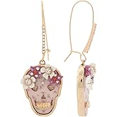 Betsey Johnson Floral Pink Sugar Skull Earrings