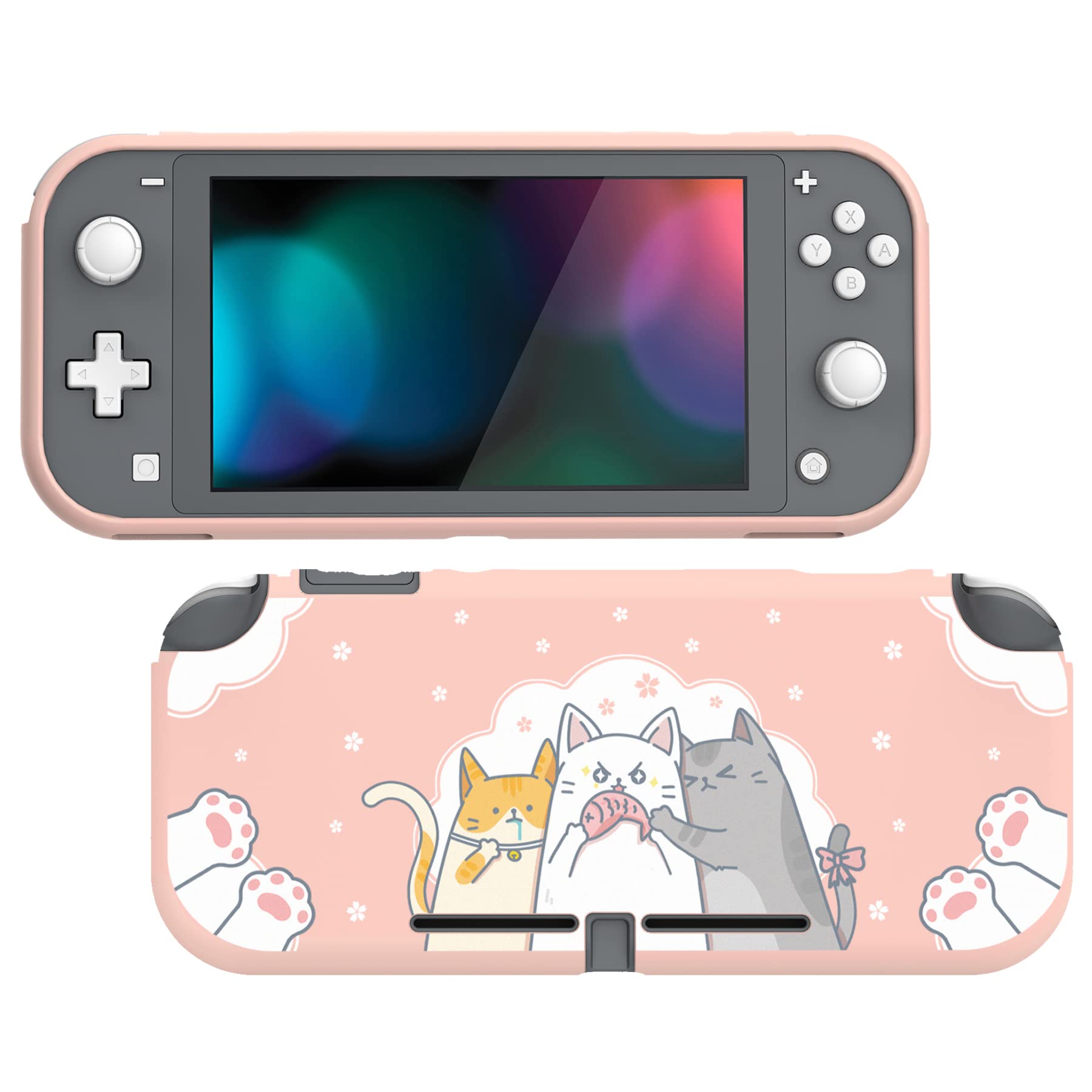 PlayVital Hungry Kitties Custom Protective Case for Nintendo Switch Lite, Soft TPU Slim Case Cover for Nintendo Switch Lite