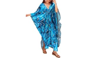 Bsubseach V Neck Beach Coverups for Women Casual Print Beach Kaftan Dress Plus Size Swimwear Cover Up