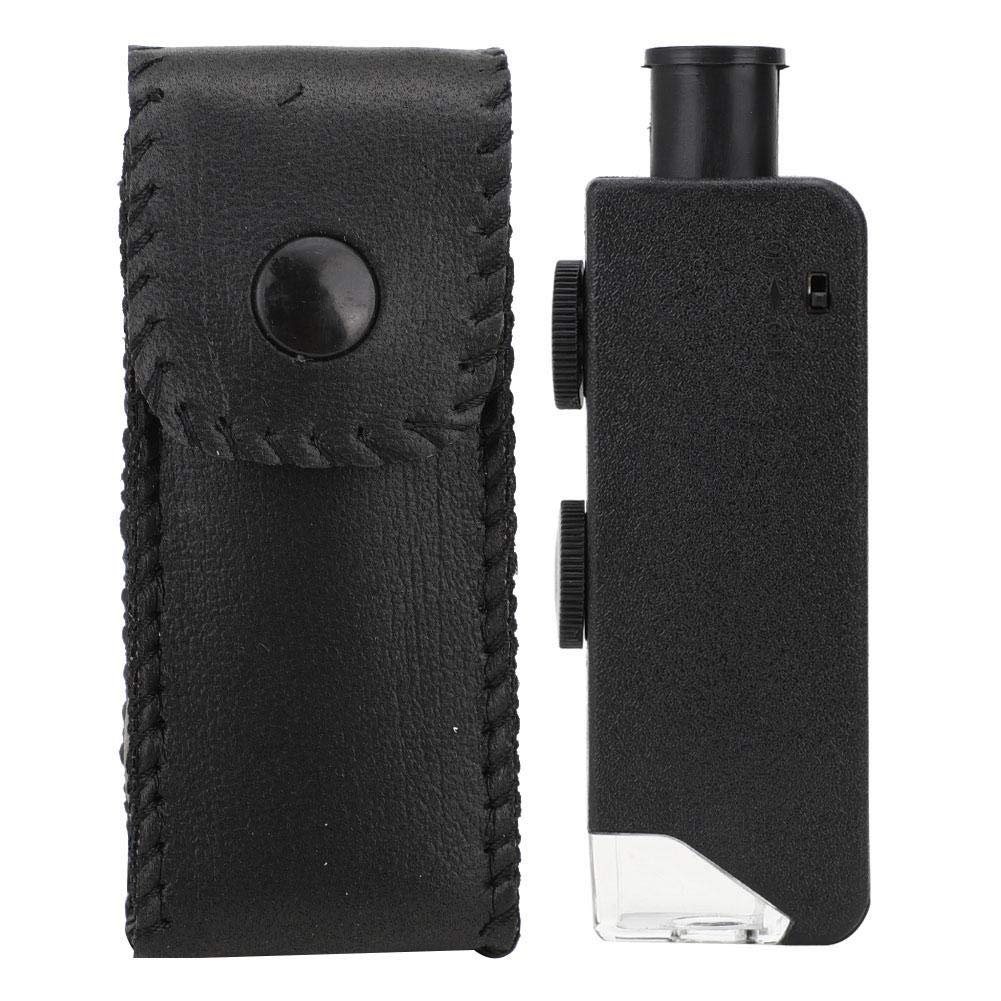 Hililand Microscope, Portable 60-100X LED Illuminated Magnifier, Optical Glass MICROSCOPES for Jewelry Making, Model Construction, Craft and Leisure