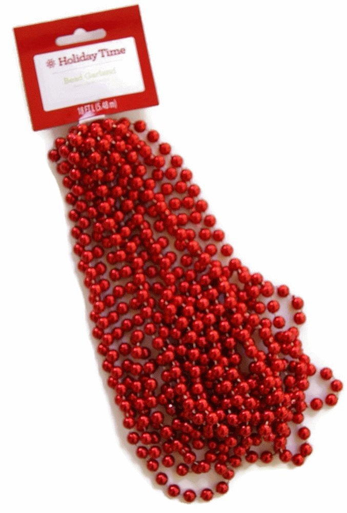 HOLIDAY TIMERed Bead Garland - 18'