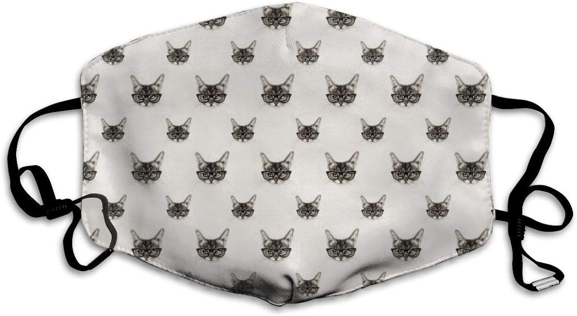 Cat Head Dust Mask, Reusable Washable Mouth Masks, Adjustable Warm Face Mask Unique Cover Filters Blocking Pollen Pollution Germs