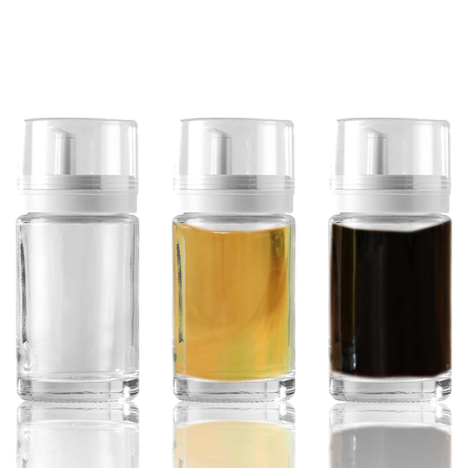 Photo 1 of 3-Pack Leakproof Small Glass Oil and Vinegar Dispenser Bottles - Perfect for Kitchen Use - 3.38oz Each