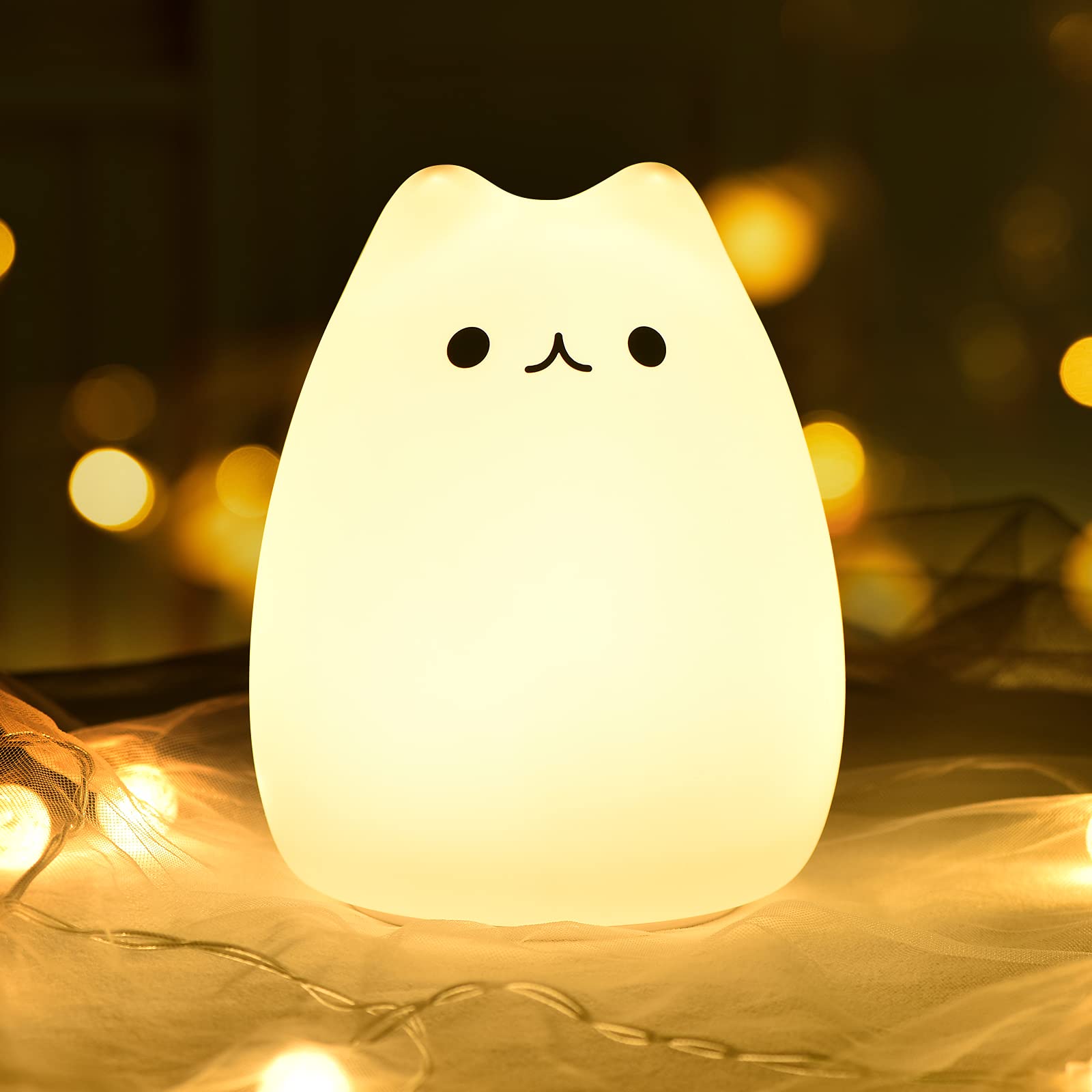 Photo 1 of GoLine Cat Lamp, Cute Kitty Night Light, Gifts for Women Teen Girls Baby, Night Lights for Kids Bedroom, Cute Christmas Kitty Silicone Nightlights for Children Toddler.