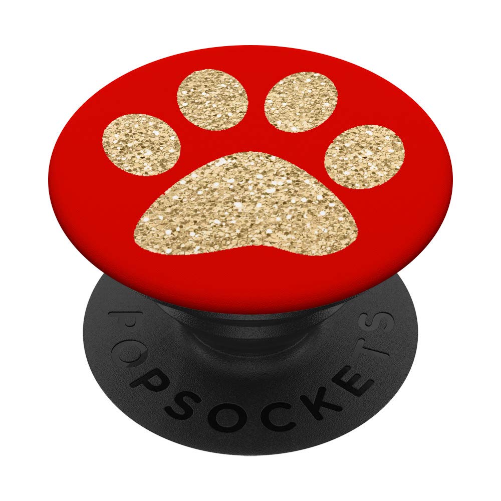 Red Golden Paw Print Dog Cat Animal Pets Cute Yellow Gift PopSockets PopGrip: Swappable Grip for Phones & Tablets