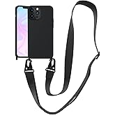 VooDirop Compatible with iPhone 13 Pro Case with Lanyard Crossbody iPhone Case with Strap 13 Pro Adjustable Shockproof Drop Protection Silicone Phone Cover for iPhone 13 Pro 6.1’’ Black