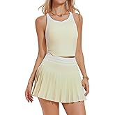 Airfree Two Piece Tennis Skirt Set Golf Outfits for Women High Waisted Tennis Short Dress with Pockets Athletic 2 Piece Sets