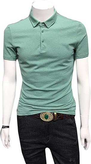Amazon Yitong メンズ ポロシャツ 無地 スリム 細身 着痩せ 半袖 Poloネック 韓国風 男性 トップス カジュアル 通勤 ファッション ポロシャツ 通販