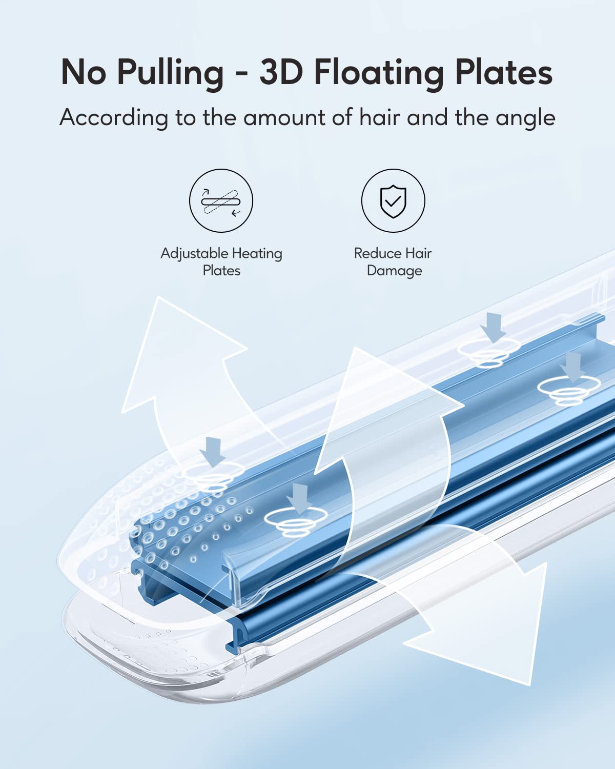 Wavytalk Pro Flat Iron (Blue), 1 inch, Pure Titanium Plates, 15 Temperature Settings, LCD Display, Dual Voltage for Worldwide Use, Hair Straightener and Curler for All Hairstyles