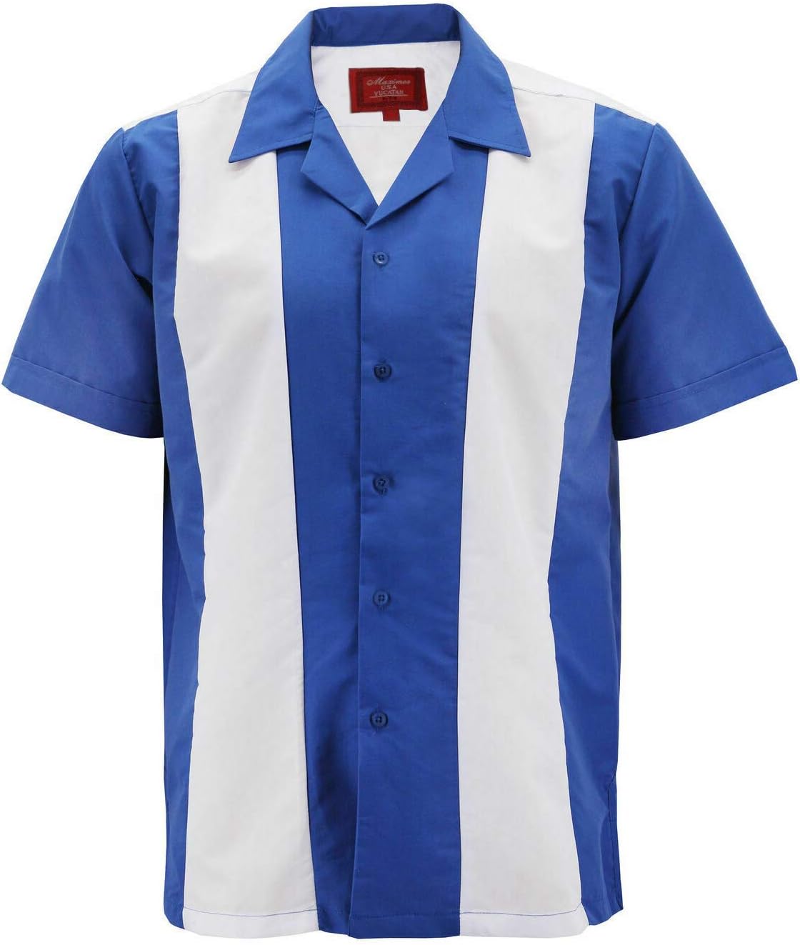Men's Retro Classic Charlie Sheen Two Tone Guayabera Bowling Casual Dress Shirt