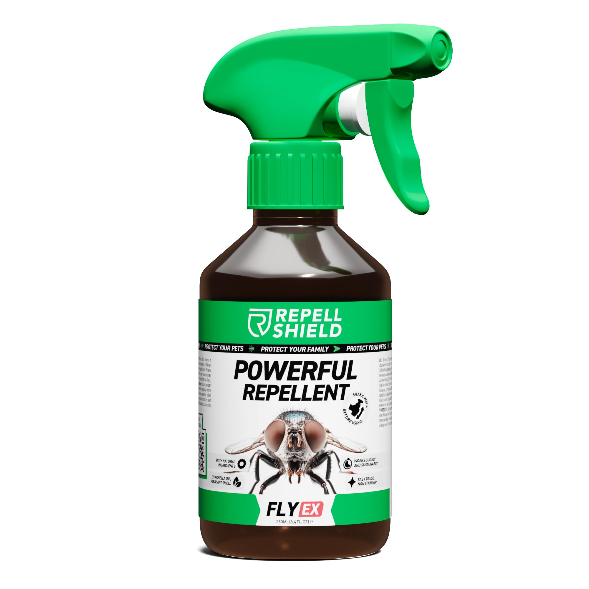 RepellShield Fly Repellent Spray - Natural Citronella Oil, Pet-Safe, Non-Toxic, High Efficiency Pest Control for Homes, Pleasant Scented, Versatile Indoors & Outdoors - Eco-Friendly Eradication, 250ml