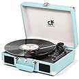 Portable Bluetooth Record Player with USB & MP3 Recording - Vintage Suitcase Turntable 3-Speed (33/45/78 RPM), Built-in Speakers, Vinyl to Digital Converter- Retro Gift for Music Lover, Blue