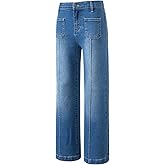 blibean Tween Girls Wide Leg Jeans Zimbaplatinum Demin Pants Size 6-15 Years