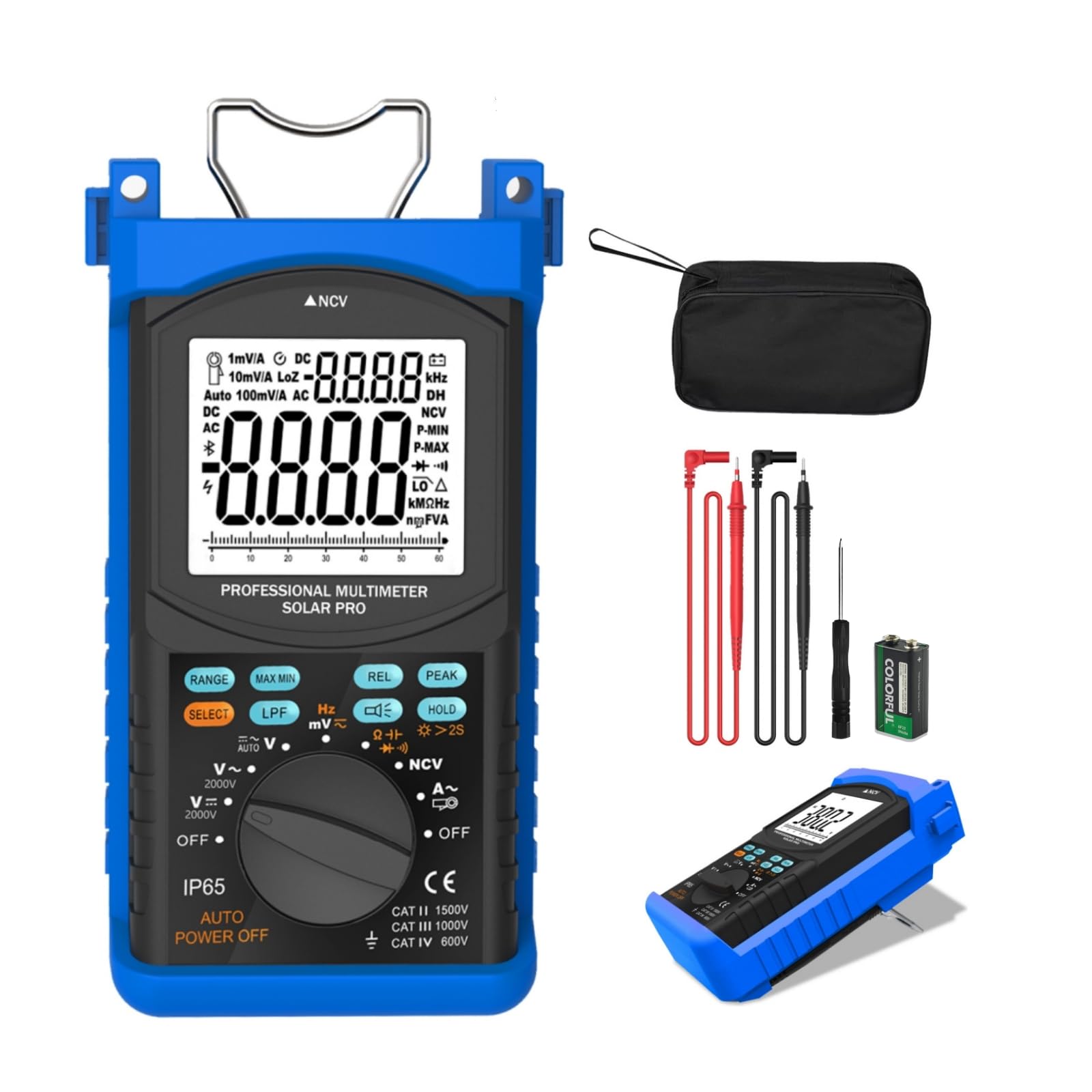 Digital Multimeter, WapoRich 6000 Count Peak Voltage Tester Measure 2000V AC/DC Voltage, 3000A Current, Ohm Frequency Capacitance Continuity, with Peak Min/Max, Low Pass Filter, LOZ, Auto Range