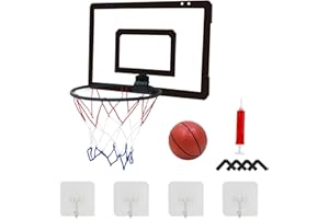 CHEOTIME WBasketball Hoop, Sturdy Wall Mounted Basketball Kit Indoor Outdoor Hoop for Kids Teens with Ball and Inflator for H