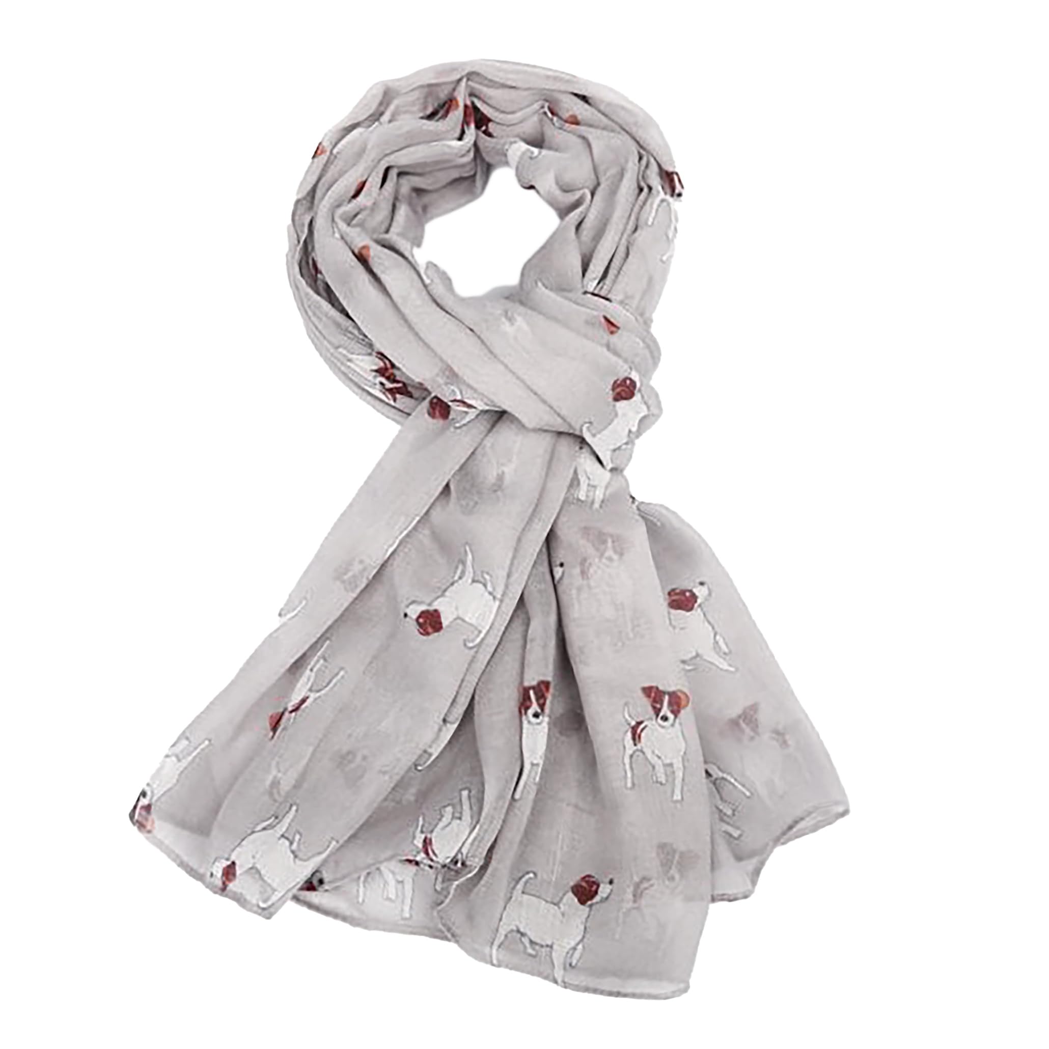 GFM® Women's Jack Russell Dogs Print Scarf - Spring Summer - JR-23-Grey - (PSCF-FLD-JR-23-HLBH)