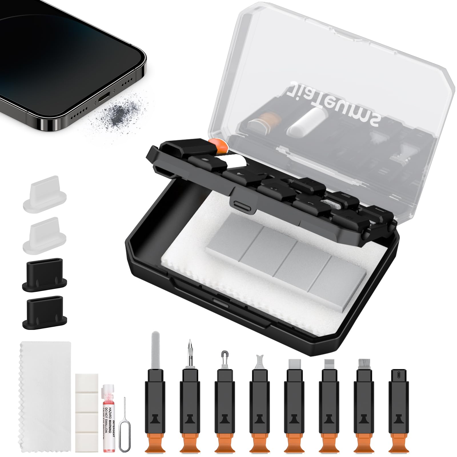 JiaTeums Phone Cleaning Kit, Multi Cleaner Repair Tool for Charging Port and Charging Cable, Phone Port and Cable, Speaker and Electronic Devices