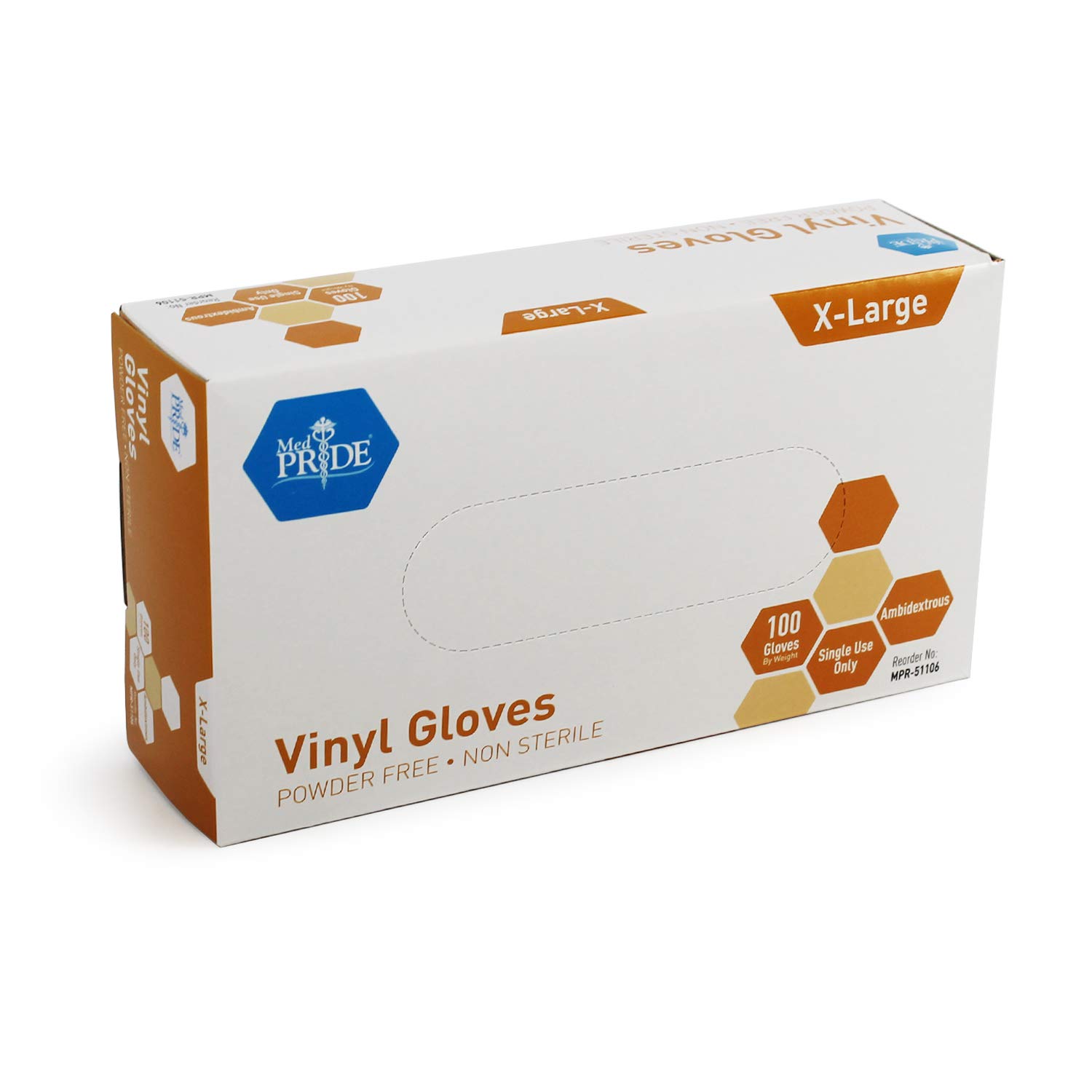 Buy Med PRIDE Vinyl Gloves Large Box of 100 4.3 mil Thick, Powder