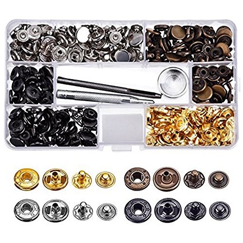 40 Sets Brass Snap Fasteners Snaps Button Press Studs with 2 Pieces Fixing Tools (17mm) - Thumbnail 2