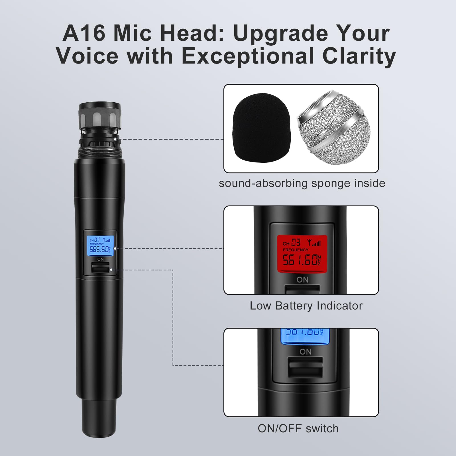 Mua innopow Wireless Microphone System, Dual UHF Metal Cordless Mic Set ...