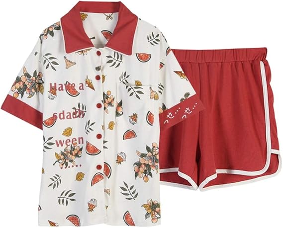 Amazon パジャマ ルームウェア 半袖 上下セット レディース 女性用 大人 折り襟 ショートパンツ 柔らかい 前開き ゆったり 夏 お出かけ 部屋着 寝間着 普段着 ナイトウェア 綿 プレゼント 可愛い M L Xl Xxl パジャマ ルームウェアセット 通販