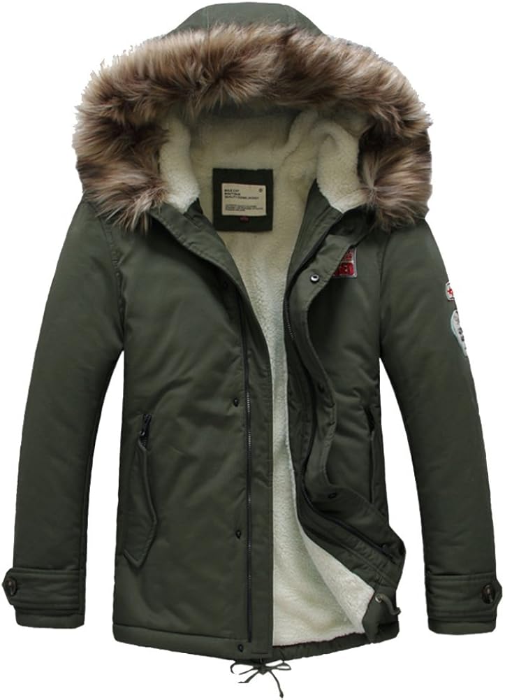 thumbnail image 2 of Hooded Parkas Men Winter Thick Mens Jacket Fur Collar Outwear Warm Coat Man Wool 2 of 14