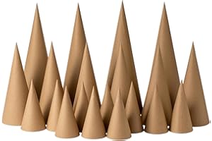 Crafjie 20PCS Paper Mache Cones Open Bottom Variety Pack Set of 4pcs 13.75x5, 6pcs 10x4, 10pcs 5.9x2.75 in, Paper Cone for DIY Art and Crafts Projects, Christmas Gnomes Christmas Tree, Halloween Decor
