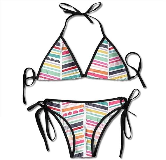 Women's Adjustable Bikini Tops, Watercolor Chevron Stained