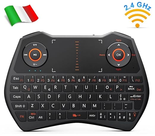 title=Rii Mini i28C Wireless (layout ITALIANO)- Mini tastiera retroilluminata con