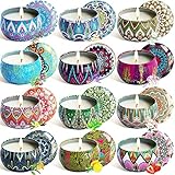 YIHANG Scented Candles Gift Sets, Natural Soy Wax 2.5 Oz Unit Portable Travel Tin Perfect for Women Aromatherapy Anniversary - 12 Pack